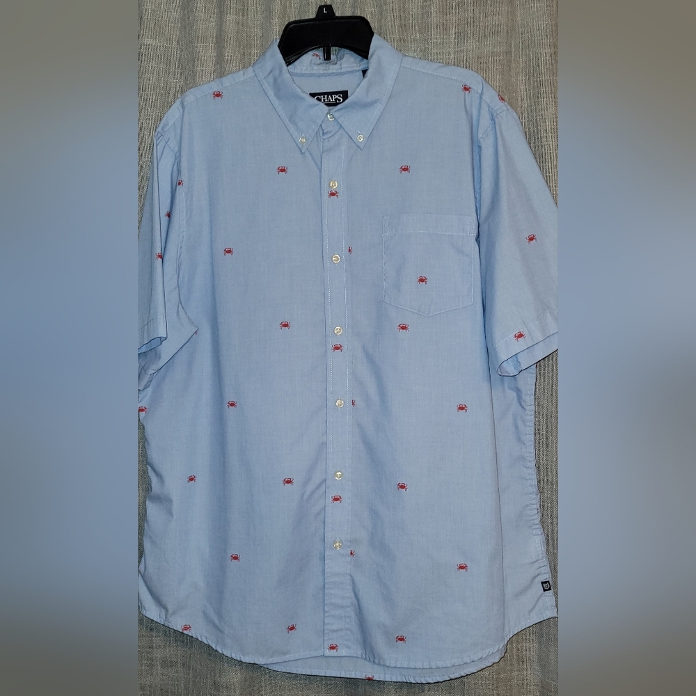 Chaps Light Blue Shirt with Red Crabs Embroidery XL/TG/EG